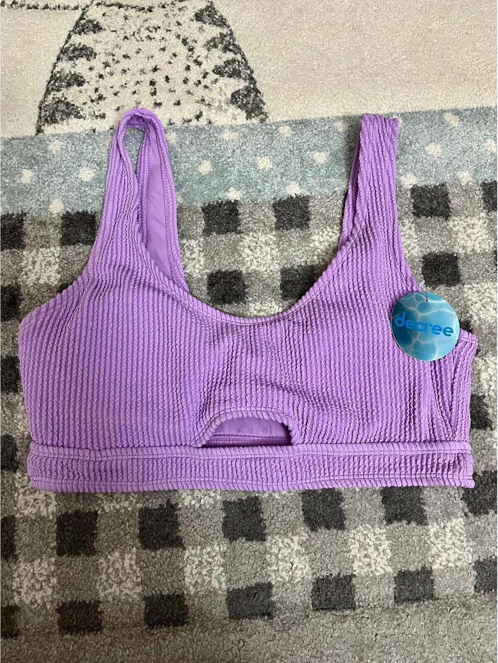 NWT Purple Splash Size Medium Textured Bikini Top Decree